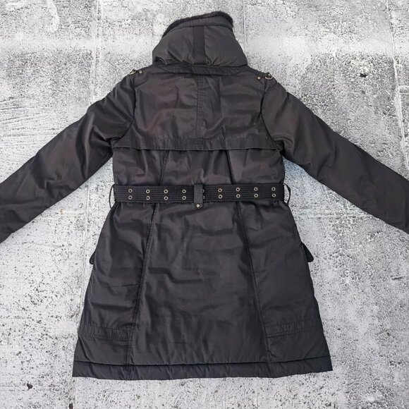 Next Women Jacket Winter Warm Long Coat Faux Fur Collared W Belt Size 12UK - Picture 5 of 12